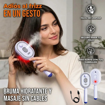 Cepillo Alisador 3 En 1 Eléctrico De Vapor Masaje, Peinado Y Rocíado