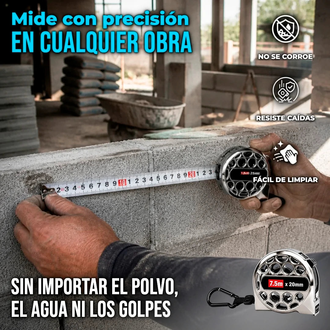 Cinta Métrica Flexómetro 7,5 Metros Cuerpo De Acero