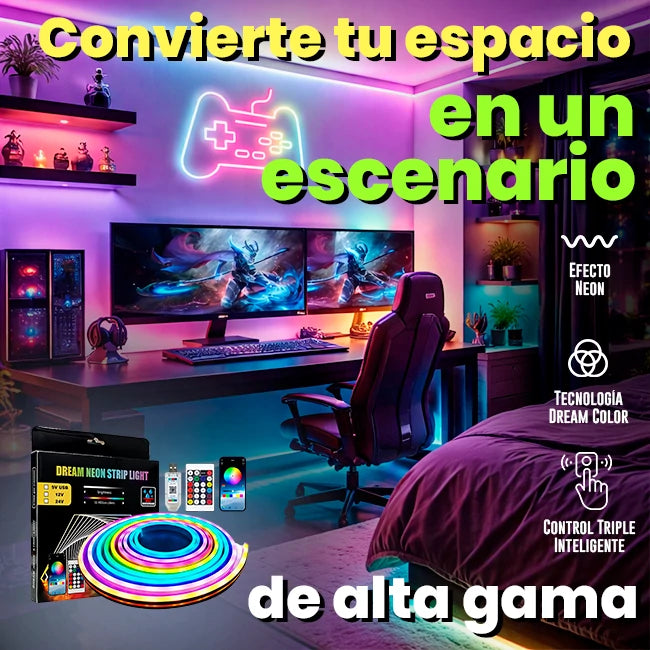 Cinta Neón Flex RGB Audio Rítmica Control Bluetooth 5 Mts