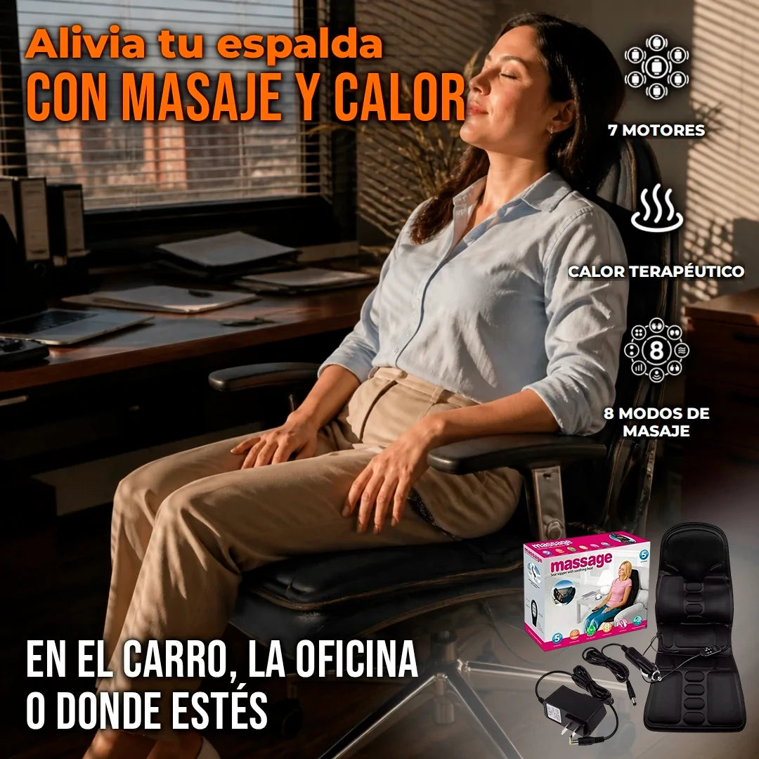 Cojín Masajeador Con Calor Y Vibración Asiento Y Espalda Para Silla