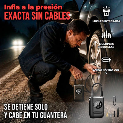 Mini Compresor De Aire Portátil Recargable Para Carro Pantalla LED y Linterna