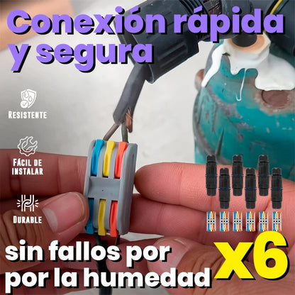 Conector Eléctrico Impermeable 3 Líneas para Exteriores x6
