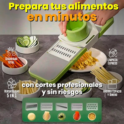 Cortador, Picador Y Rebanador De Alimentos Acero Inoxidable 5 en 1