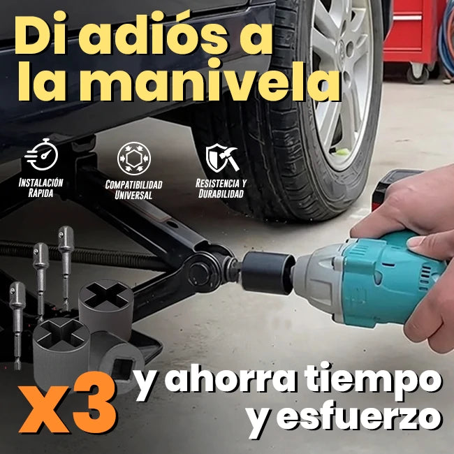 Set x3 Dado Adaptador Universal Gato Mecánico Llave Impacto Y Taladro
