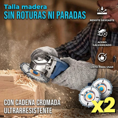Kit X2 Disco Sierra De Cadena  Para Tallado En Madera