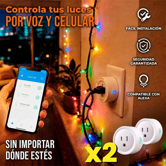 Pack X2 Mini Enchufe Inteligente Wifi Con App De Control Remoto