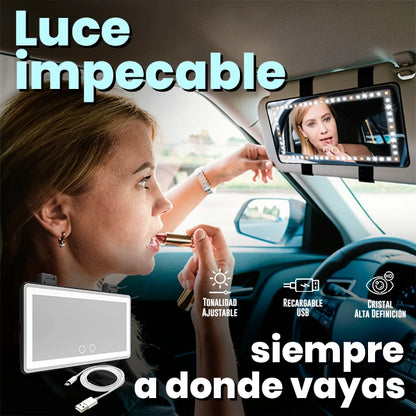 Espejo Tocador Visera De Carro Recargable 60 Leds