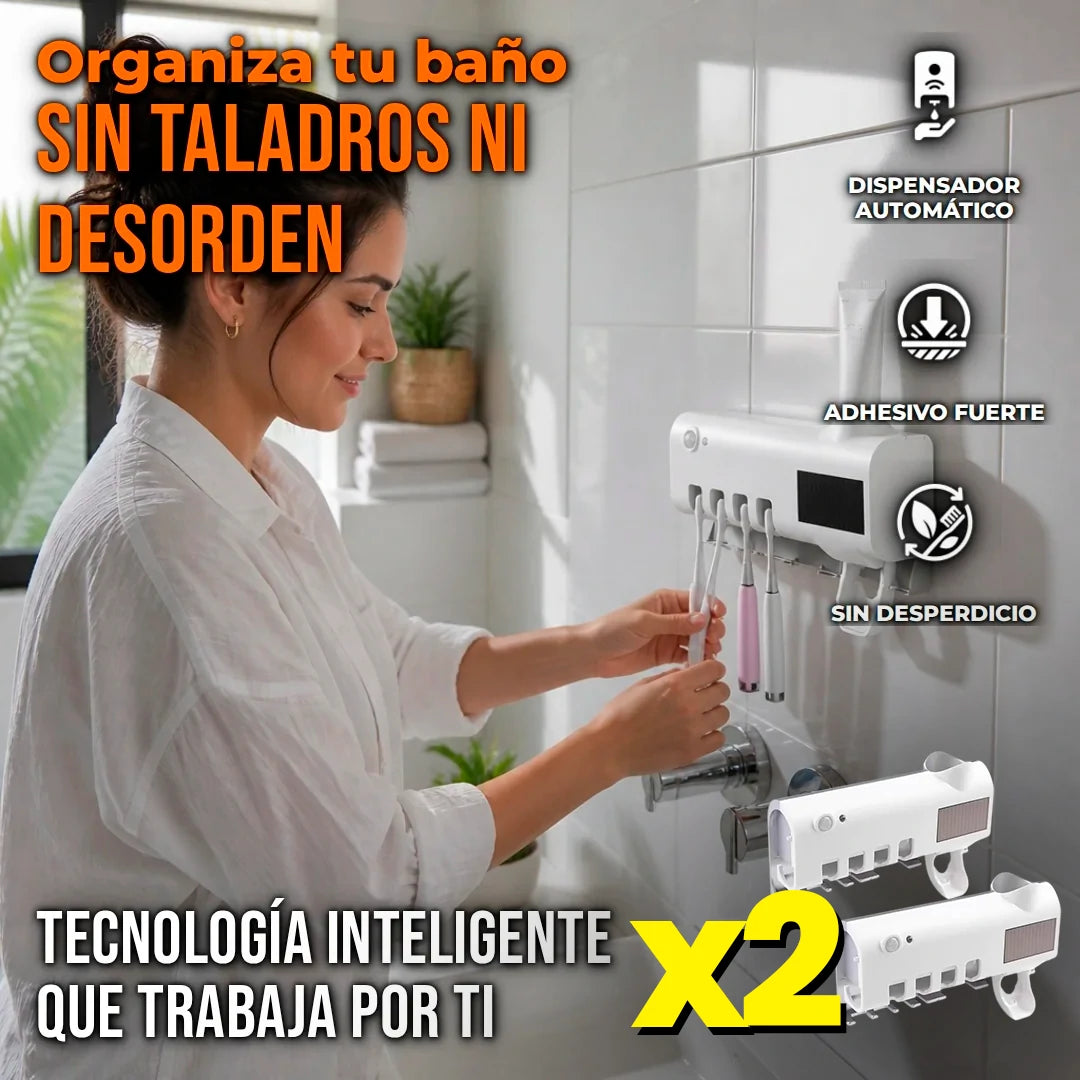 Pack x2 Esterilizador UV de Cepillo de Dientes Dispensador Automático Pasta De Dientes