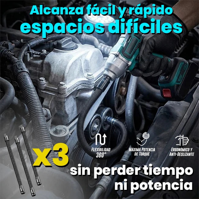 Kit x3 Extensores Flexibles 1/2 Para Ratchet / Llave De Impacto