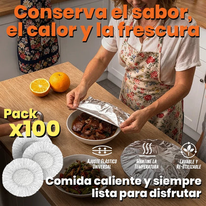 Pack x100 Fundas Aislantes Reutilizables De Alumino Para Contenedor Comida