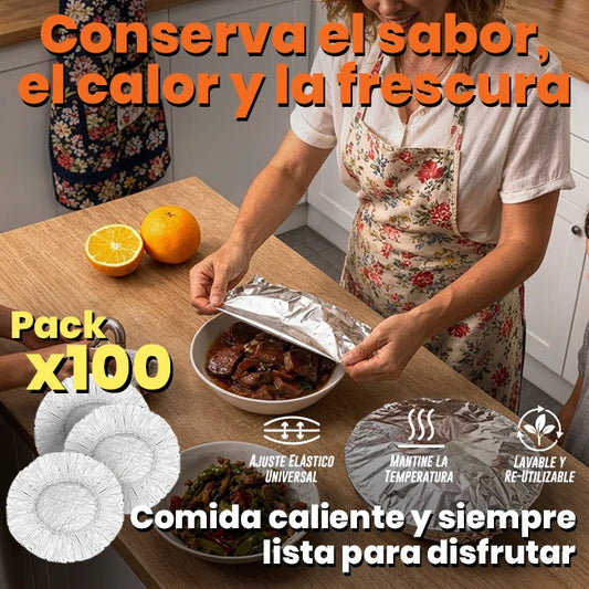 Pack x100 Fundas Aislantes Reutilizables De Alumino Para Contenedor Comida