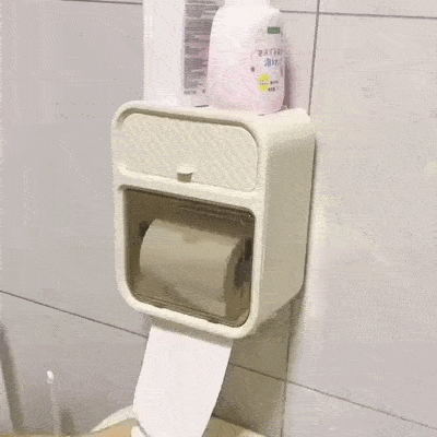 Portarrollos de Baño con Cajón Oculto y Montaje Sin Perforar — ABS Blanco