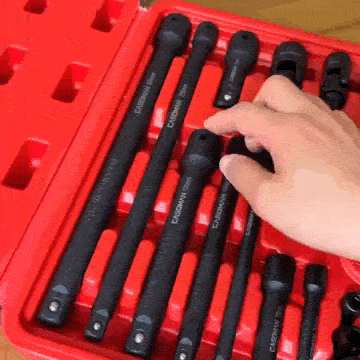 Juego Profesional 18 Piezas Extensiones y Adaptadores Para Llave De Impacto / Torquímetro CR-V