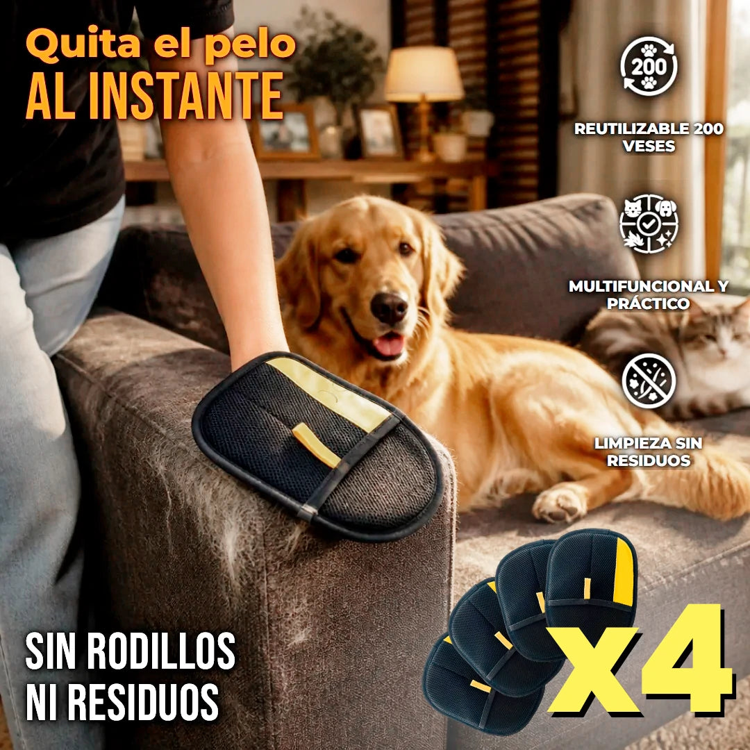 Pack X4 Guante Almohadilla Eliminador De Pelo Mascotas