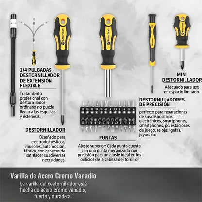 Set 43 Piezas Destornilladores Magnéticos Multi Propósito