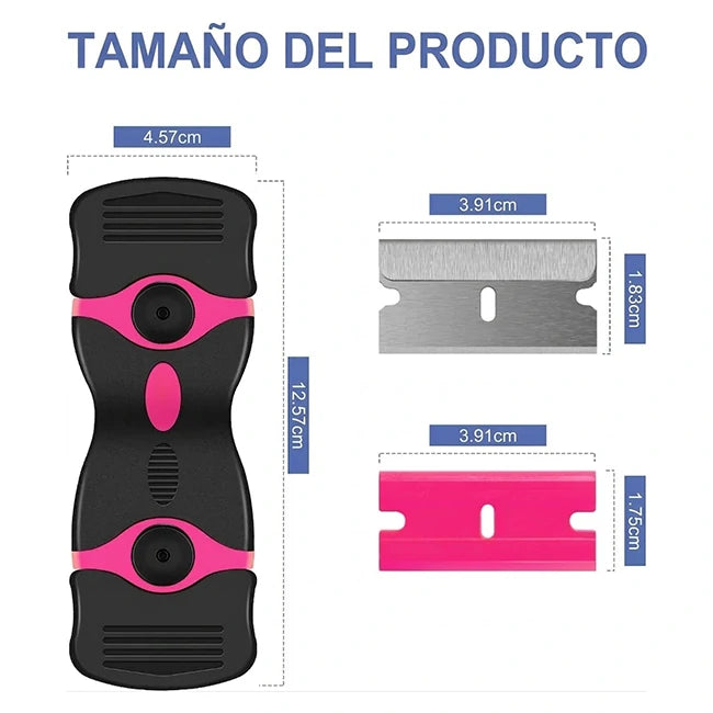 Kit x3 Raspadores 2 En 1 Anti-Rayones Limpieza Superficies +60 Cuchillas