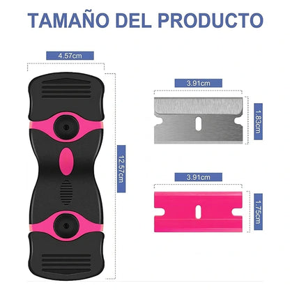 Kit x3 Raspadores 2 En 1 Anti-Rayones Limpieza Superficies +60 Cuchillas