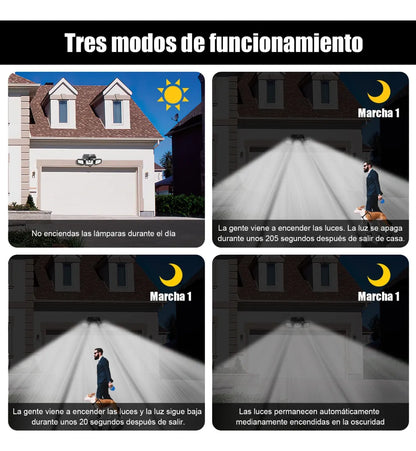 Lámpara Solar Exterior 3 Cabezales Ajustables 70 Leds IP65