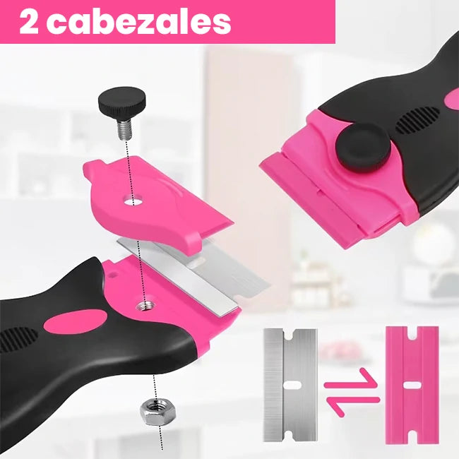Kit x3 Raspadores 2 En 1 Anti-Rayones Limpieza Superficies +60 Cuchillas