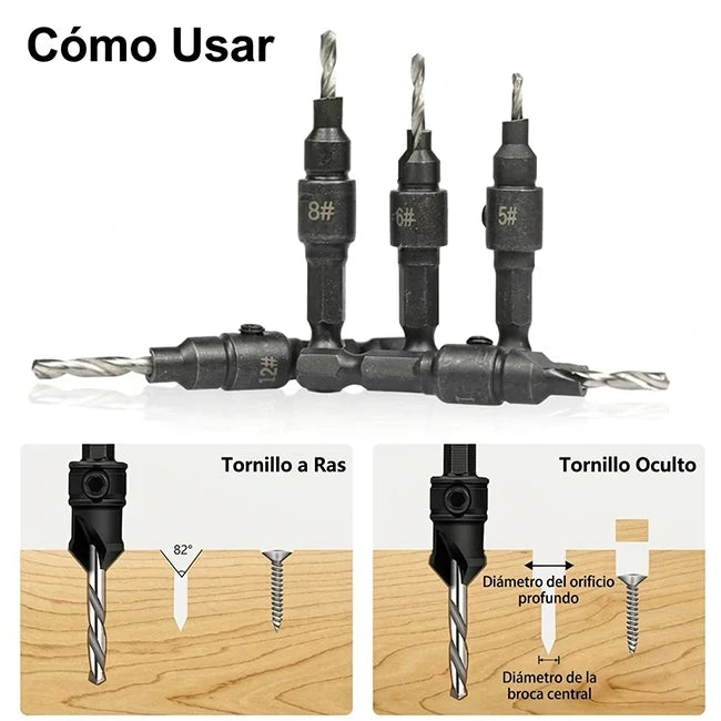 2 Sets x5 Brocas Avellanadoras Para Madera