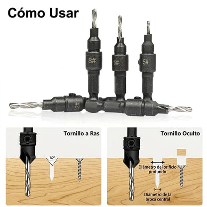 2 Sets x5 Brocas Avellanadoras Para Madera
