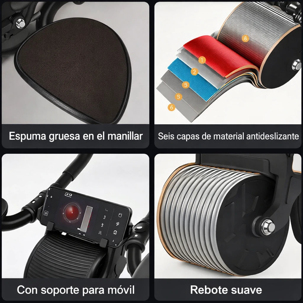 Rueda Abdominal Fit Rebote Automático + Tapete REGALO 🎁