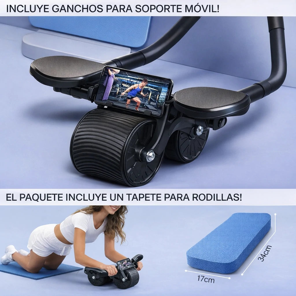 Rueda Abdominal Fit Rebote Automático + Tapete REGALO 🎁