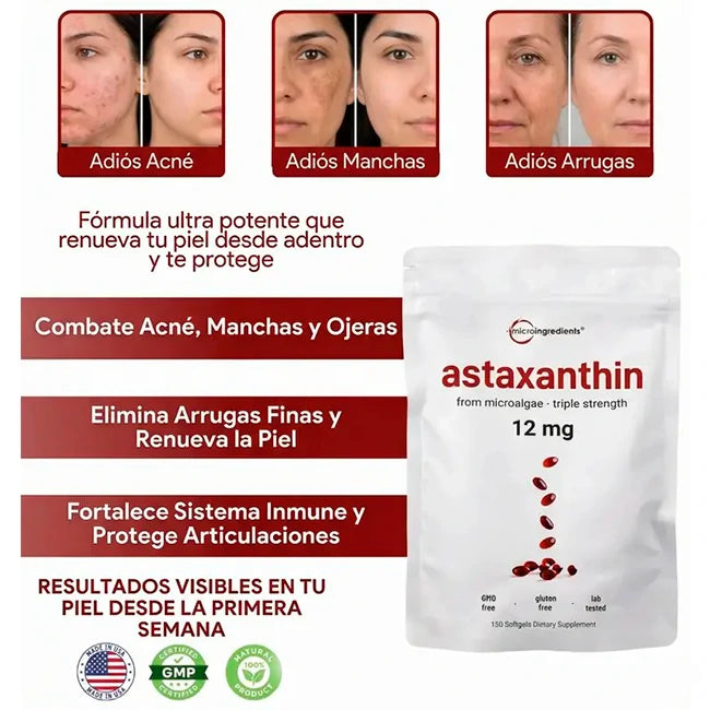 Suplemento Antioxidante Astaxantina Cápsulas 12mg