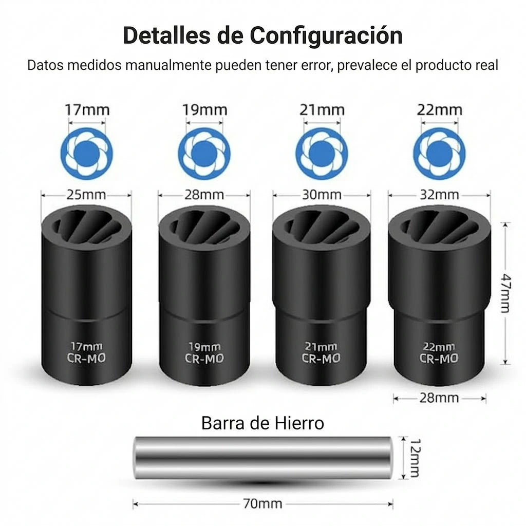 Kit Profesional 5 Piezas Extractor De Pernos y Tuercas