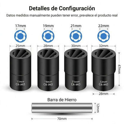 Kit Profesional 5 Piezas Extractor De Pernos y Tuercas