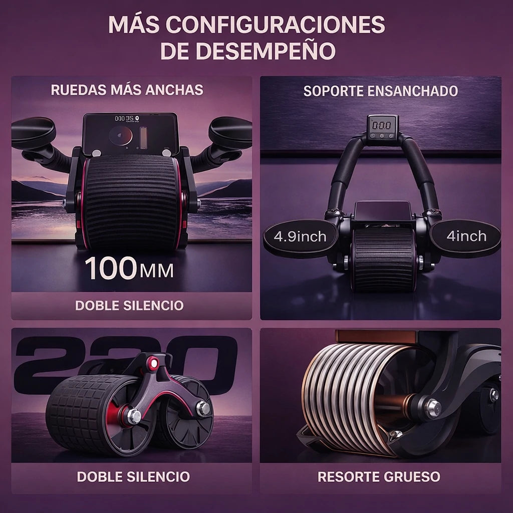 Rueda Abdominal Fit Rebote Automático + Tapete REGALO 🎁
