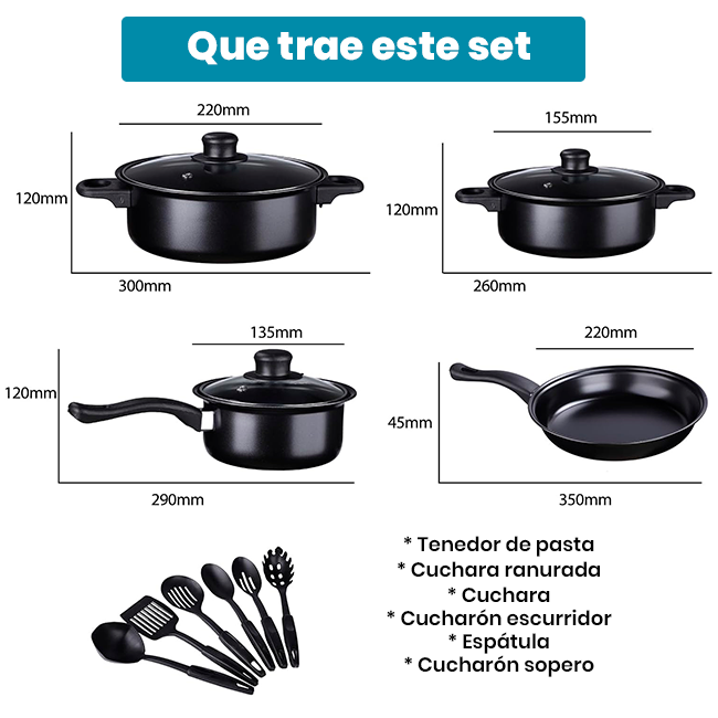Set de Cocina Anti-Adherente de 13 Piezas