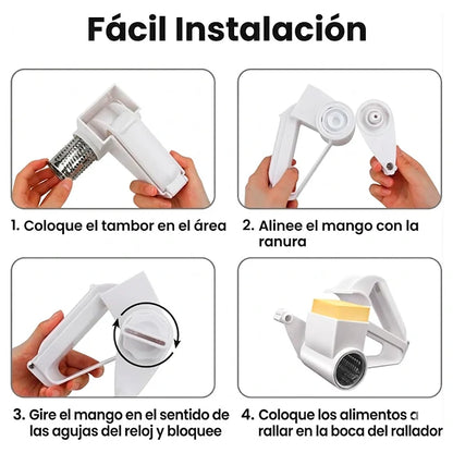 Rallador Giratorio A Manivela Tambor Acero Inoxidable