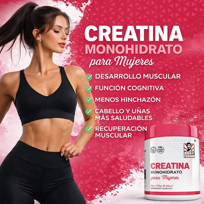 Creatina Monohidratada Para Mujeres Sin Azucar 240gr.