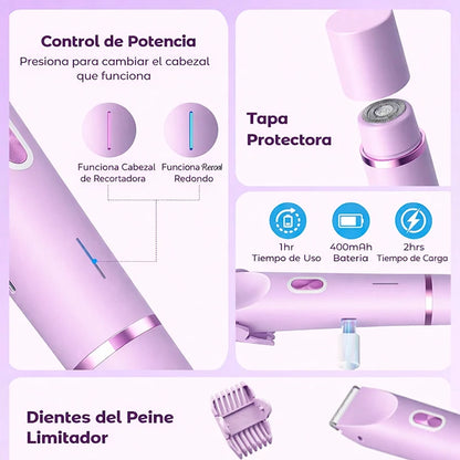 Kit Rasuradora Eléctrica Para Mujer 2 En 1 Recargable