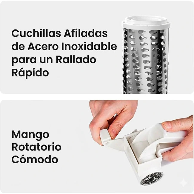 Rallador Giratorio A Manivela Tambor Acero Inoxidable