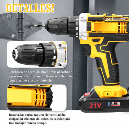 Kit Taladro Inalámbrico DeWalt Atornillador Percutor 24 Piezas
