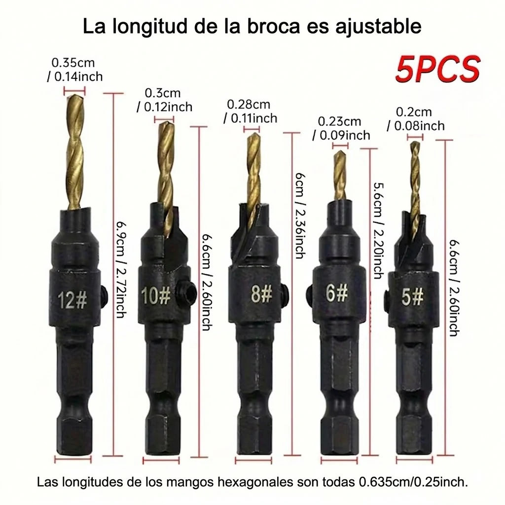 2 Sets x5 Brocas Avellanadoras Para Madera