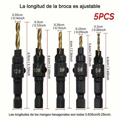2 Sets x5 Brocas Avellanadoras Para Madera