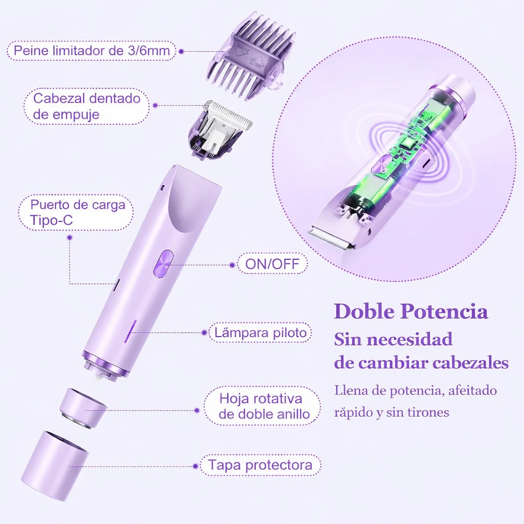 Kit Rasuradora Eléctrica Para Mujer 2 En 1 Recargable