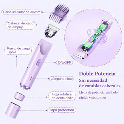 Kit Rasuradora Eléctrica Para Mujer 2 En 1 Recargable