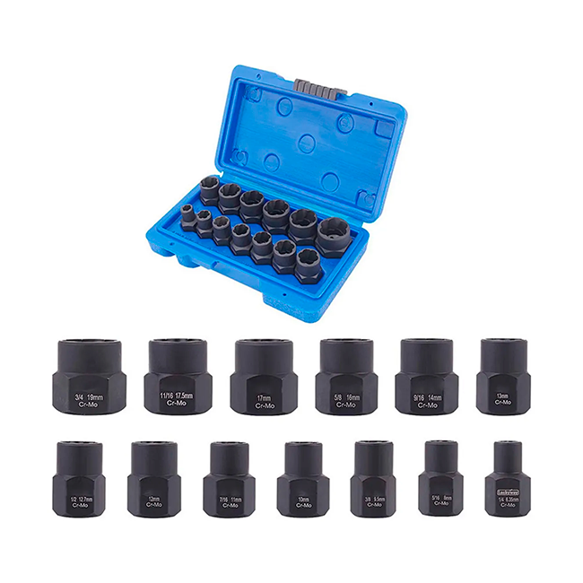 Kit x13 Piezas Extractor de Tuercas y Tornillos Dañados