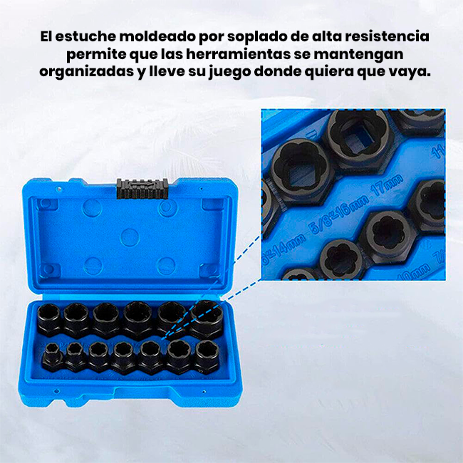 Kit x13 Piezas Extractor de Tuercas y Tornillos Dañados