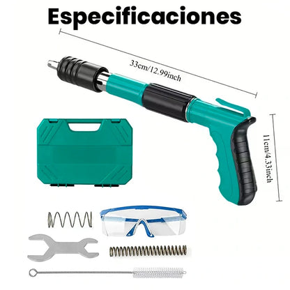 Kit Pistola Neumática Fijación De Clavos De Acero + 10 Clavos