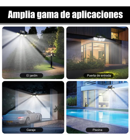 Lámpara Solar Exterior 3 Cabezales Ajustables 70 Leds IP65