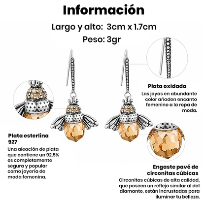 Aretes Colgantes Honey Bee Plata 925