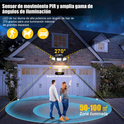 Lámpara Solar Exterior 3 Cabezales Ajustables 70 Leds IP65