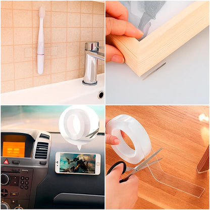 Cinta Adhesiva Transparente Doble Cara Lavable X3