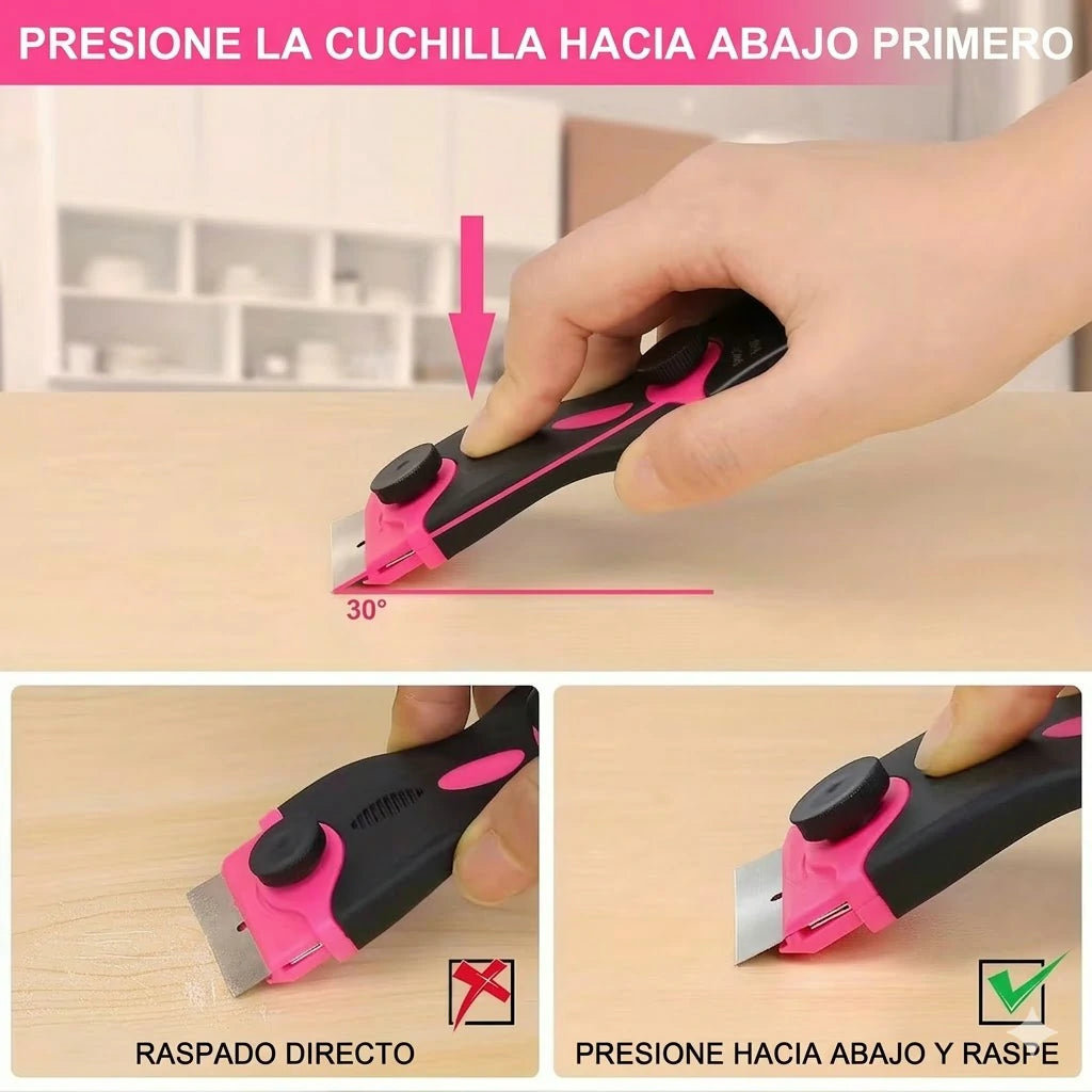 Kit x3 Raspadores 2 En 1 Anti-Rayones Limpieza Superficies +60 Cuchillas