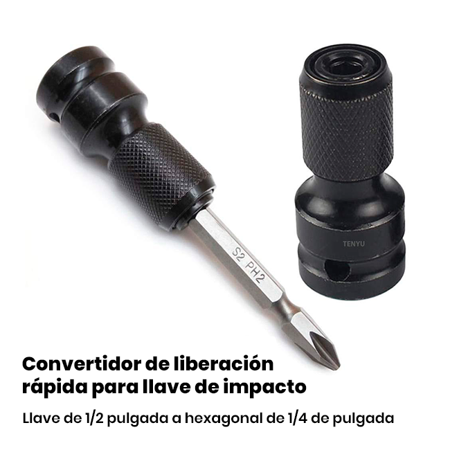 Pack x3 Adaptador Llave Impacto 1/2 a Hexagonal de Carga Rápida